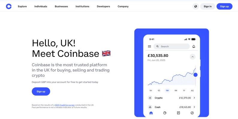 Coinbase: Best For Institutional Access and Custody