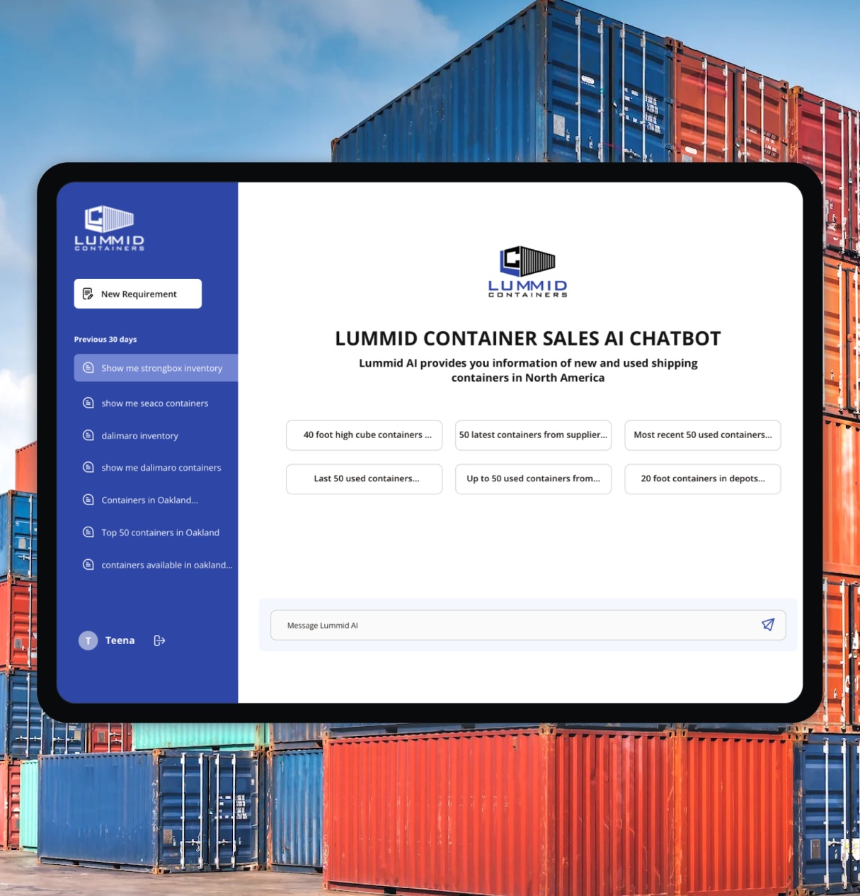Lummid container inventory automation dashboard